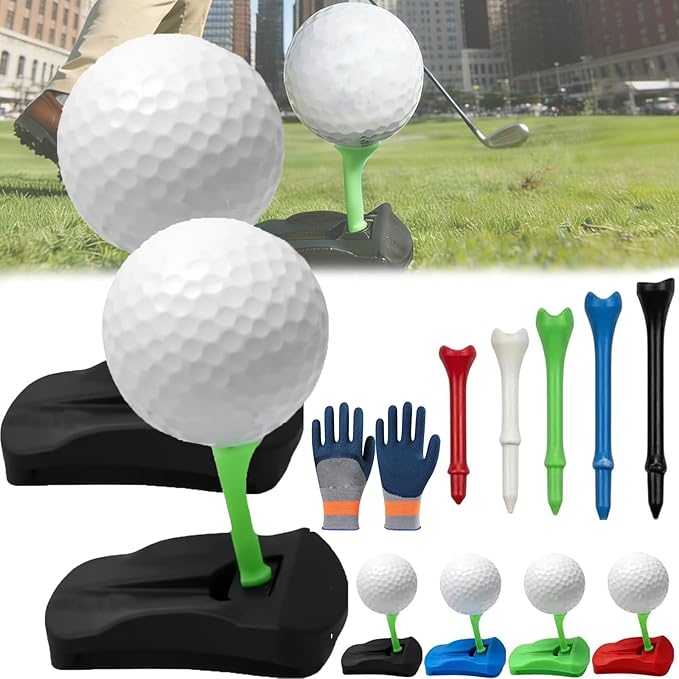 Hinged Turf Base V3 - Turf Tee for Artificial Turf-Includes Tee Variety Packs, Golf Simulator Training Tees, Tees Quick Easy Ball Setup All-Weather for Driving Range Home