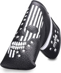 mytag Skull Skeleton Golf Head Covers Black Synthetic Leather Golf Headcovers Set Fits Driver Fairway Wood Hybrid/Utility Putter Iron Wedge Headcover