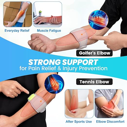 Tennis Elbow Brace, Adjustable Strap with Compression Pad for Forearm Tendon Pain Relief, Tendonitis, Tennis & Golfer’s Elbow, Fits Weightlifting, Golf, Tennis, Men & Women, 1 Pack