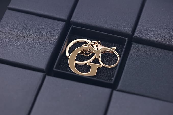 LAXPICOL Gold Letter A-Z Keychain for Women Bag Charms Purse Charms For Handbags Metal Alphabet Initial Letter Keychain