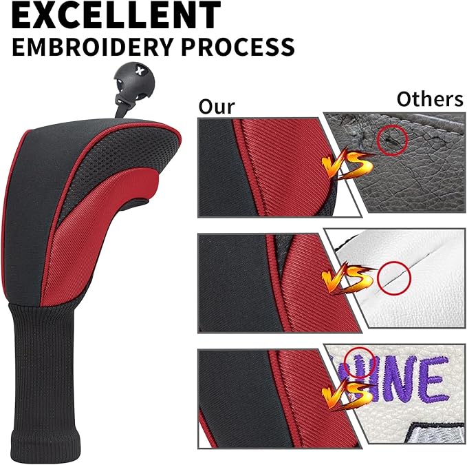 Golf Head Covers for Fairway Woods Driver Hybrids 5 Pieces Nylon Mesh Sports Fan Golf Club Headcovers-Golf Accessories for Men Women.