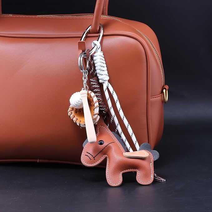 Unique Keychain Designer Rope Bag Charms for Handbag - Cute Teddy Bear Purse Charm - Leather Dachshund Accessory