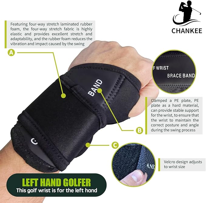 Golf Wrist Training Aid, Golf Swing Training Aid,Adjustable Golf Wrist Brace, Wrist Band for Swing Correction, Alignment Practice Tools for Golf Beginners, Fit Left Hand, Large, Black