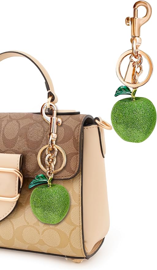 Cherry Bag Charm for Handbag, Big-Apple Strawberry Fruit Bag Charm Cherry Car Accessories KeyChain