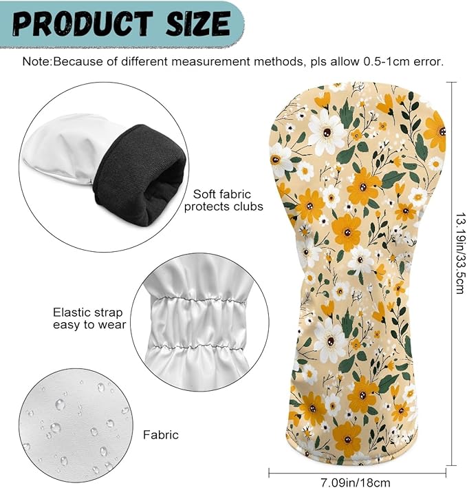Golf Club Head Covers for Club Protective, Waterproof PU Leather Driver Fairway Wood Hybrid Head Cover