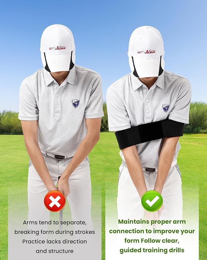 Golf Training Aid Kit Included 2 Elastic Golf Swing Band & 2 Wrist Correction Trainer Arm Posture Corrector Golf Swing Trainer Set Accuracy Wrist Angle for Beginners Men Women