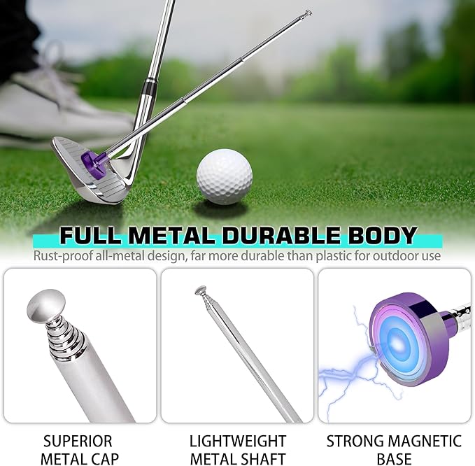 Golf Alignment Rods, 7 Length Adjustments - Golf Alignment Stick Corrector Lie Angle Tool, Golf Swing Training Aids Aiming Stick - Golf Club Face Aim, Visualize and Align Your Golf Shot