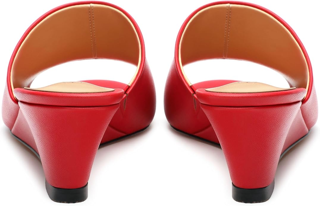 Wedge Sandals for Women Open Toe Wedge Heels Womens Matte High Heel Sandal Round Toe Heeled Wedge Sandals Slip on Casual shoes 2 inch