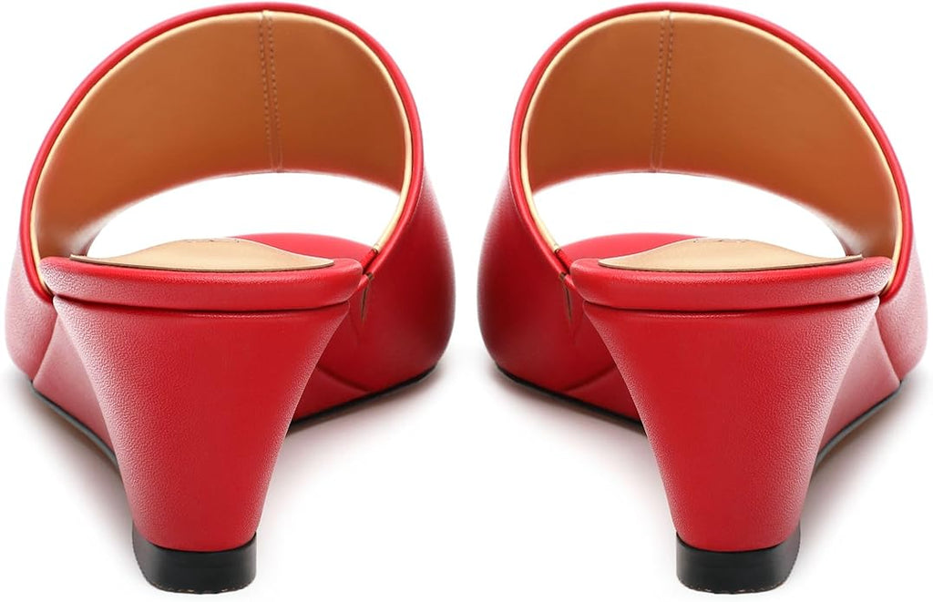 Wedge Sandals for Women Open Toe Wedge Heels Womens Matte High Heel Sandal Round Toe Heeled Wedge Sandals Slip on Casual shoes 2 inch