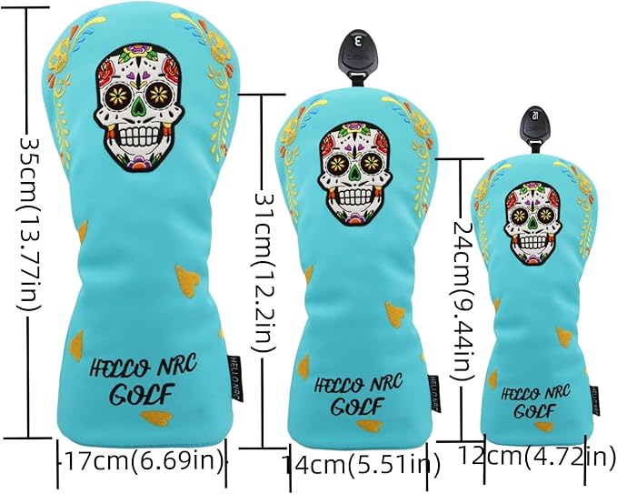 Golf Club Covers Set for Driver, Fairway, Hybrids, 3pcs Golf Headcovers Include Driver Headcover Fairway Wood Head Covers Hybrid Headcover, Premium PU Leather Golf Accessories Cover Set for Men