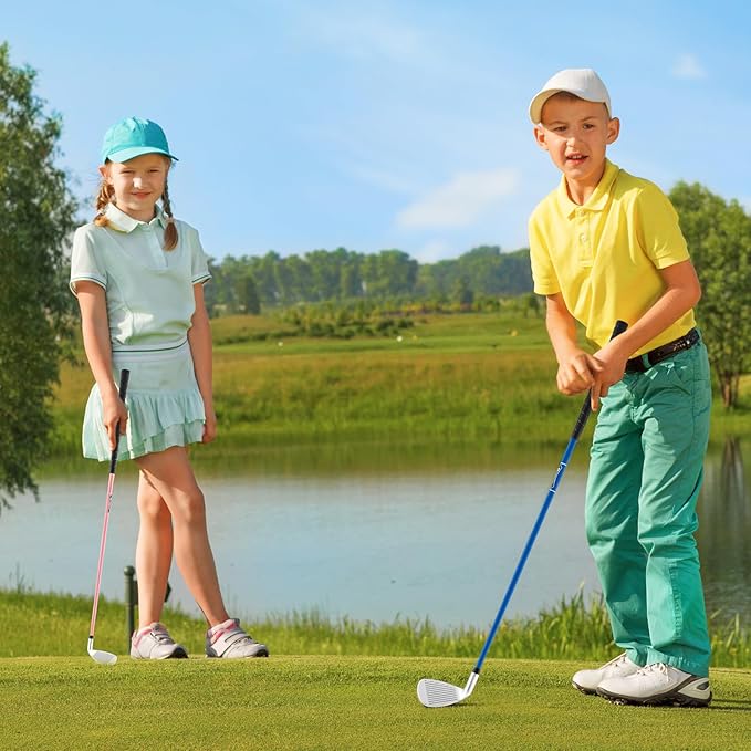 Tangkula Junior #7 Iron for Kids, Individual Gold Club for Boys and Girls with Fiberglass Shaft and Head Cover, Junior Practice Golf Club, Right Hand, 33 Inch, Ages 11-14