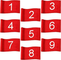 Riakrum 9 Pcs mini golf flags for yard 8.9 x 5.7 Inch 1-9 Nylon golf Pin Flags for putting green with Tube Inserted Numbered Yard Indoor Outdoor hole Backyard Garden Practice