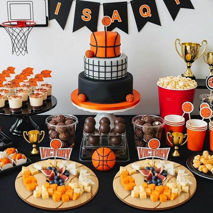 Basketball Cheese Board Gift Set Party Favor Prizes Charcuterie Wood Board with Knives and Box Father Day Gift for Dad Grandpa Party Tournament Game(Bamboo Wood, Basketball)