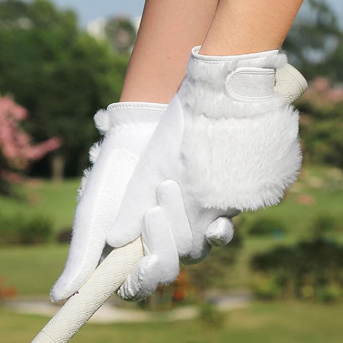 Women's Golf Gloves, Plush Thickened Imitation Rabbit Fur, Warm, Comfortable, Non-Slip