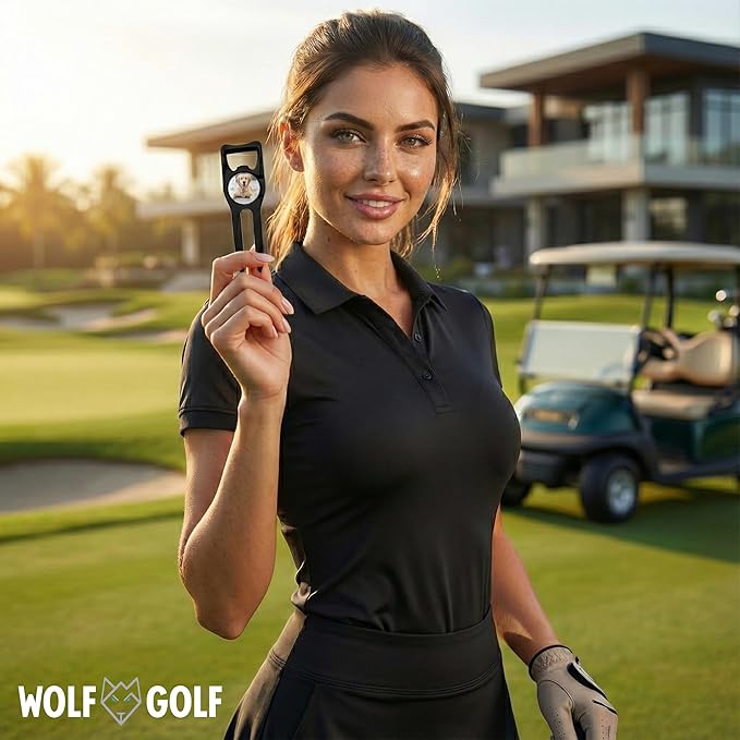 Wolf Golf Towels Custom Divot Repair Tool | 6-in-1 Premium Divot Tool with Ball Marker | Golf Gifts for Men & Women | Golf Accessories for Men & Women