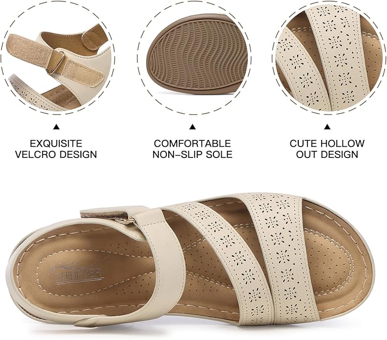SHIBEVER Women's Wedge Sandals Platform: Comfortable Dressy Arch Support Ankle Strap - Summer Open Toe Women Sandals