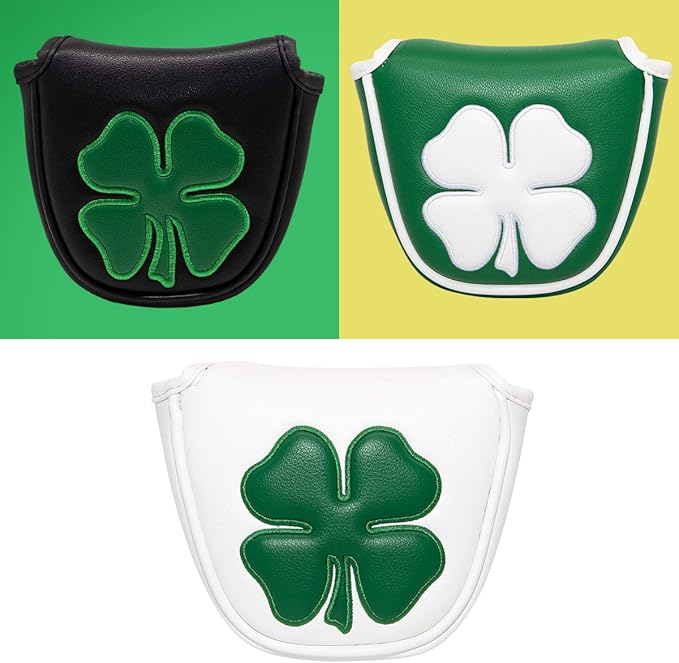 4 Leaf Clover Golf Mallet Putter Cover Headcover Club Protector Magnetic Clover for Odyssey 2ball,Red Oworks,Stroke Lab,Scotty Cameron,Taylormade Putters
