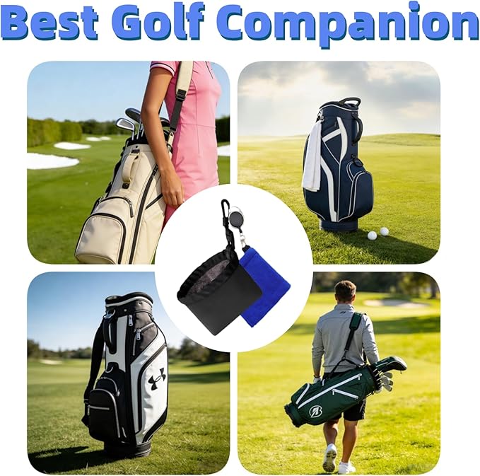 Golf Club Cleaner Bag with Towel Removable Golf Ball Washer Retractable Towel Golf Gifts for Men Women Golfers