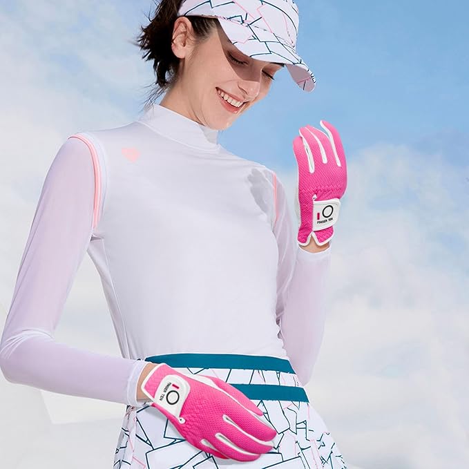 FINGER TEN Womens Golf Glove Right Handed Golfer Left Hand Rain Grip Hot Wet All Weather Value 2 Pack, Golf Gloves Breathable Flexible for Ladies Women