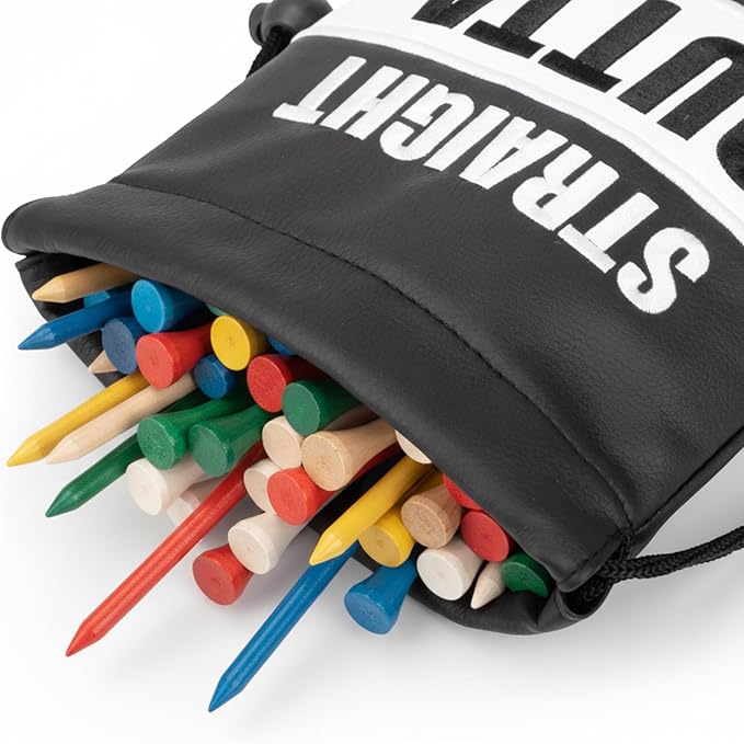 Golf Valuables Pouch, Leather Golf Tee Pouch with Drawstring Closure Golf Ball Handbag Portable Ball Pouch Golf Accessories for Men Women