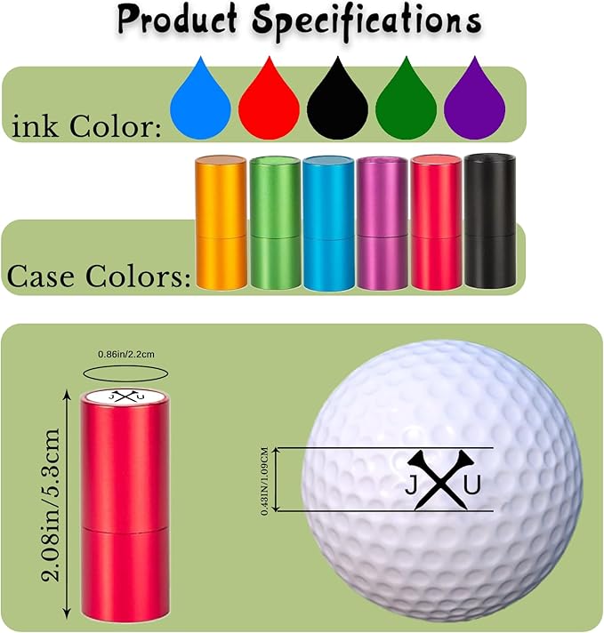 Custom Golf Ball Marker Personalized Golf Ball Stamper Markers with Your Logo Name Monogram, Quick-Dry Self-Inking Marking Golfs Tool Accessories for Men Gifts