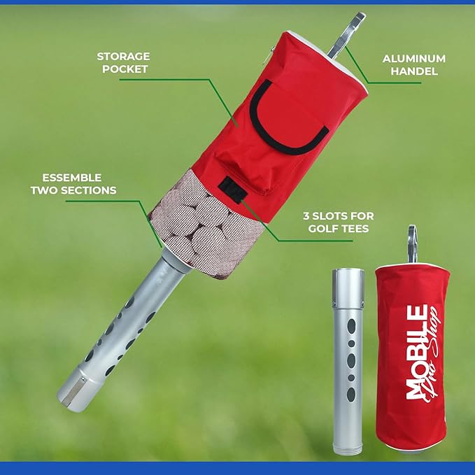 Golf Ball Retriever | Portable Shag Bag for Golf Balls | Collector with Detachable Aluminum Alloy/Plastic Tube and Handle - Holds up to 80 Balls