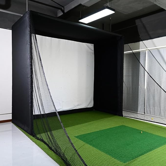 10x8x6 ft Golf Simulator Enclosure Net with HD Impact Screen & Frame Kit | Indoor Home Golf Training Cage Simulator Accessories | Gift for Golfers Men Women