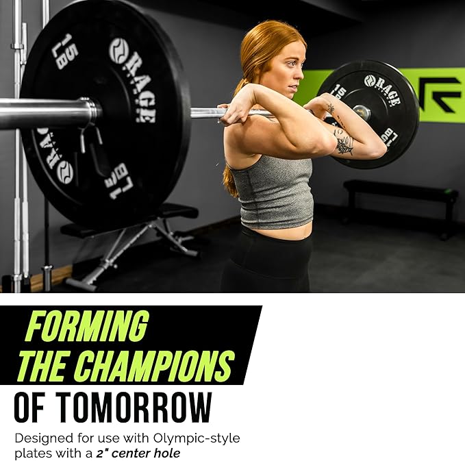 Rage Fitness Olympic Training Barbell – 6FT 15LB (300LB Capacity) OR 7FT 45LB (1500LB Capacity) – Home & Commercial Gym Weightlifting Bar for Squats, Deadlifts, Bench Press & Strength Training