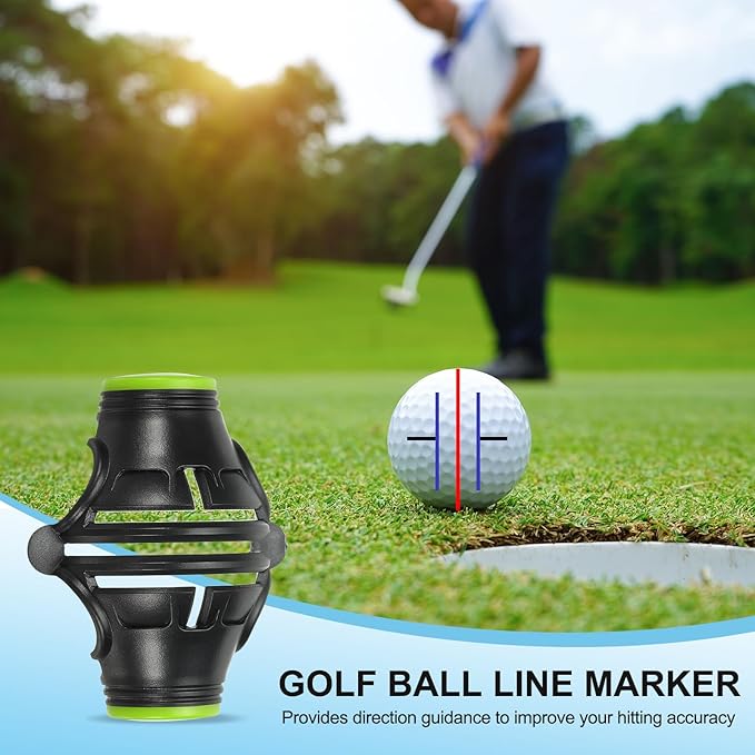 PATIKIL Golf Ball Marker Stencil 360 Degree Triple Track Golf Ball Alignment Marking Tool Line Drawing Marker with Marker Pens for Men Women