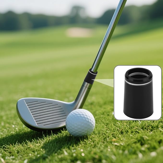 Golf Club Ferrules, Black .370 Golf Iron Ferrules with Double Chrome Rings for Taper Head Iron and Wedge Shafts