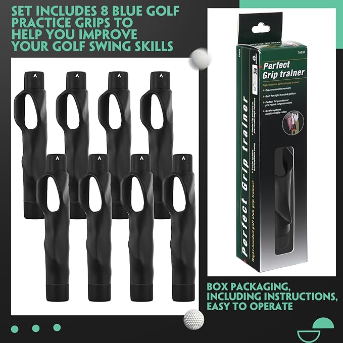 Soulchen 8 Pack Golf Grip Trainer, Golf Training Aid, Swing Trainer Club Grips Accessories for Right Handed Club Grip Equipment to Help Correct Hand Position