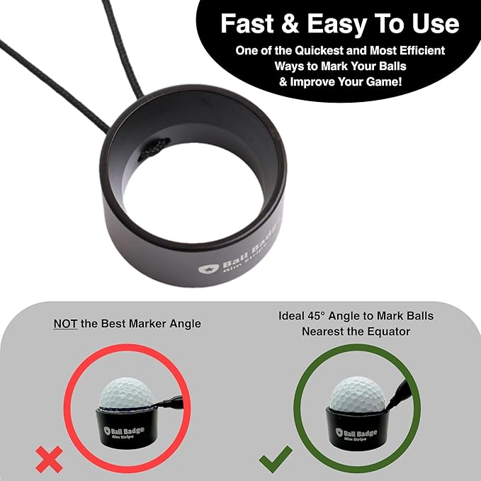Ball Badge Aim Stripe - 360 Degree Golf Ball Line Marker Kit with Golf Bag Attachment for Perfect Alignment and Precision Putting