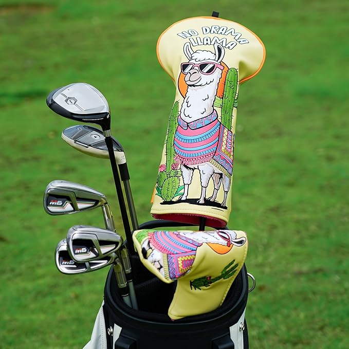 Funny Golf Club Head Cover Driver Headcover Fairway Wood Headcover Hybrid Club Head Cover Alpaca
