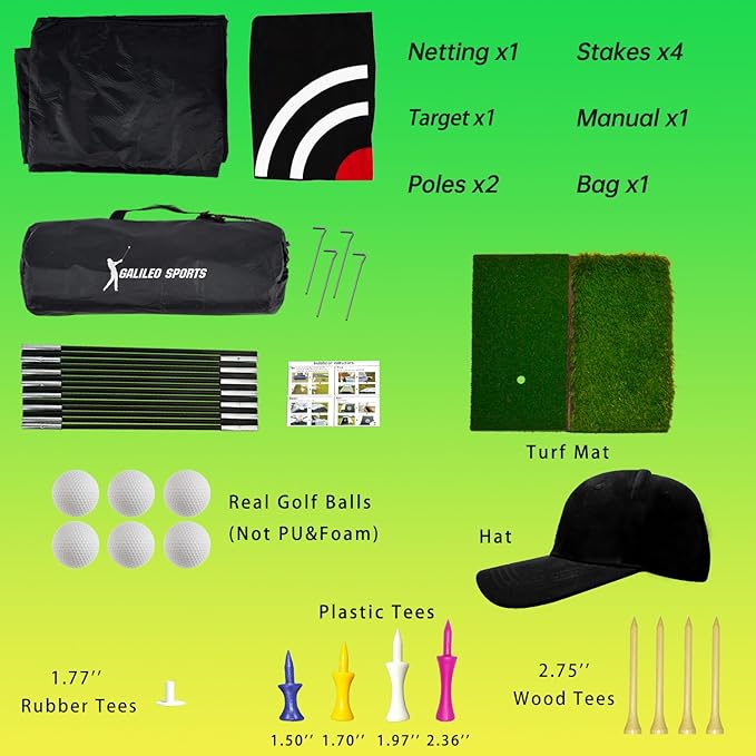 Gagalileo Golf Net for Garage Door with Mat: 10X8FT Roll-Up Design Quick Setup for Backyard & Basement Training Ideal for Beginners & Advanced Golfers