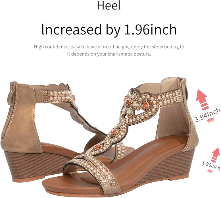 WOJWSKI Women's Slide Wedge Sandal Open Toe High Heel Zipper Back Platform