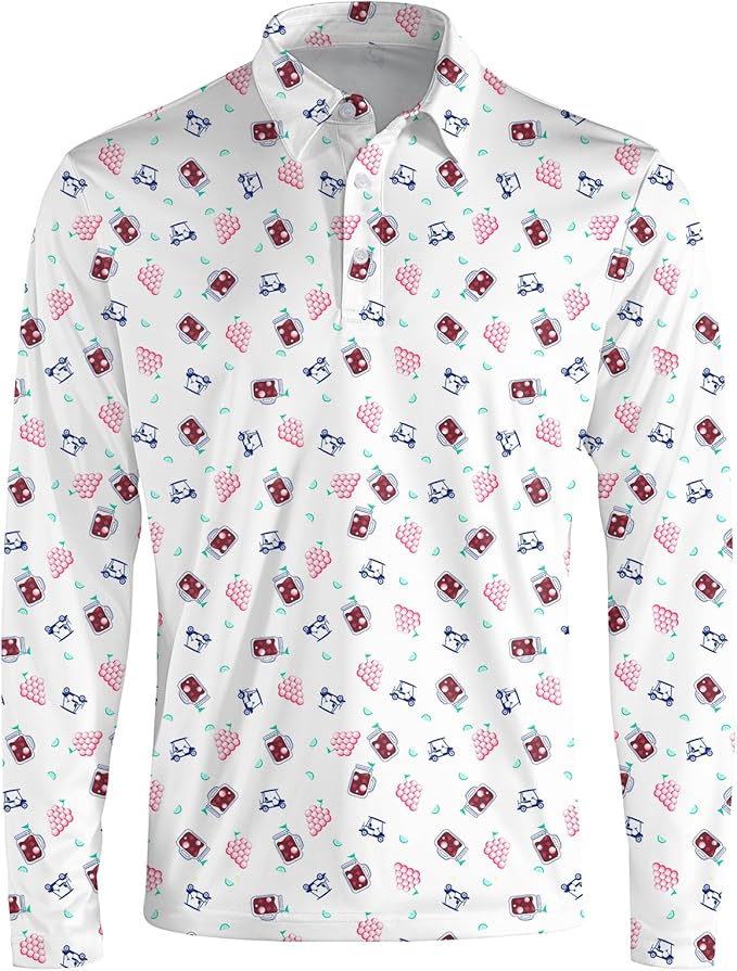 Men's Long Sleeve Golf Shirt Quick Dry 3 Button Work Fishing Outdoor Casual Collar Shirt