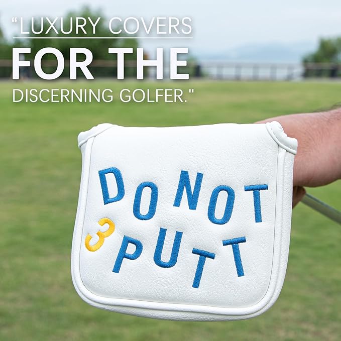 Golf Mallet Putter Cover, Golf Club Cover with Strong Magnetic Closure, PU Leather Waterproof Golf Putter Cover Golf Accessories