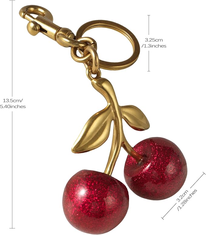 Cherry Bag Charm for Handbag, Big-Apple Strawberry Fruit Bag Charm Cherry Car Accessories KeyChain