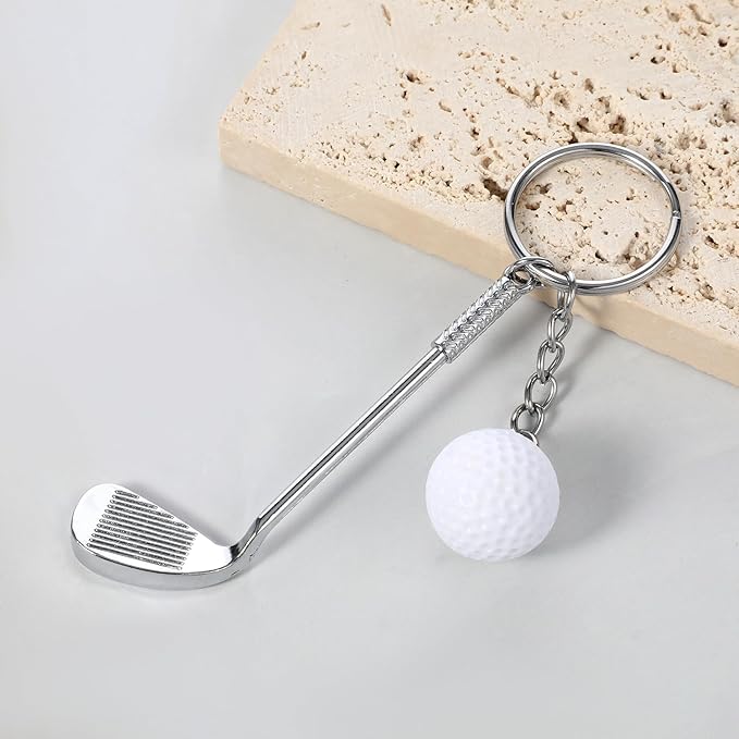 Golf Club Keychain, Golf Gifts Keychain for Men Women Golfers Mini Alloy Golf Keychain Golf Racket Ball Pendant Keychain, Golf Ball with Keychain Bag Pendant Decorations Sports Golf Lovers Gifts