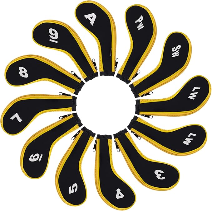 Andux Number Print Golf Iron Club Head Covers Long Neck with Zipper 12pcs/Set