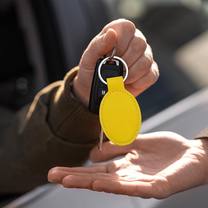 LaserGram Oval Keychain, Golf Ball, Personalized Engraving Included (Yellow)