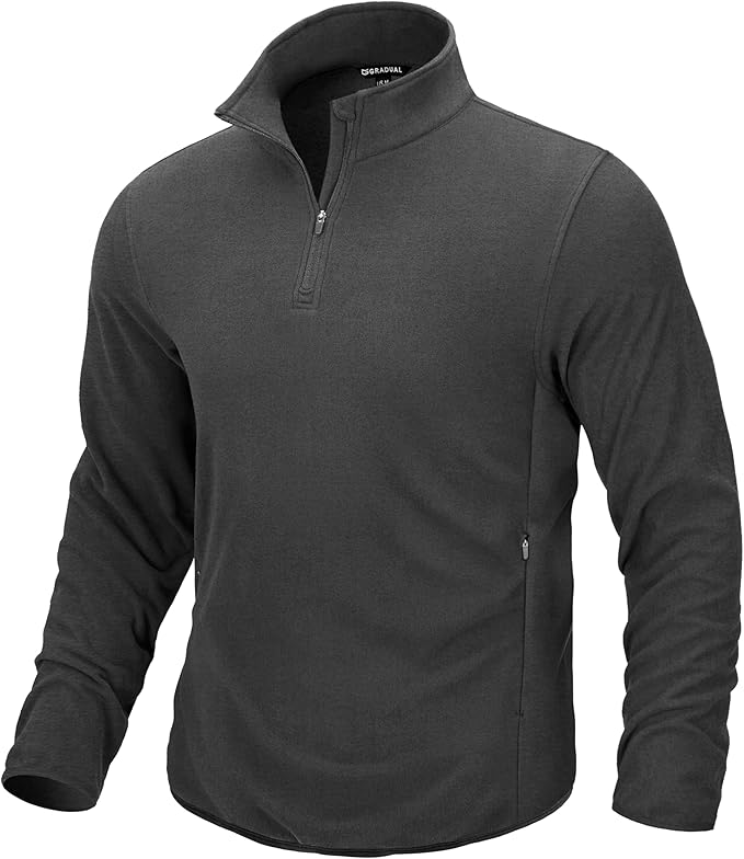 G Gradual Mens Quarter Zip Pullover Fleece with 2 Zipper Pockets Long Sleeve Golf Shirt Winter Athletic Sweater Lightweight