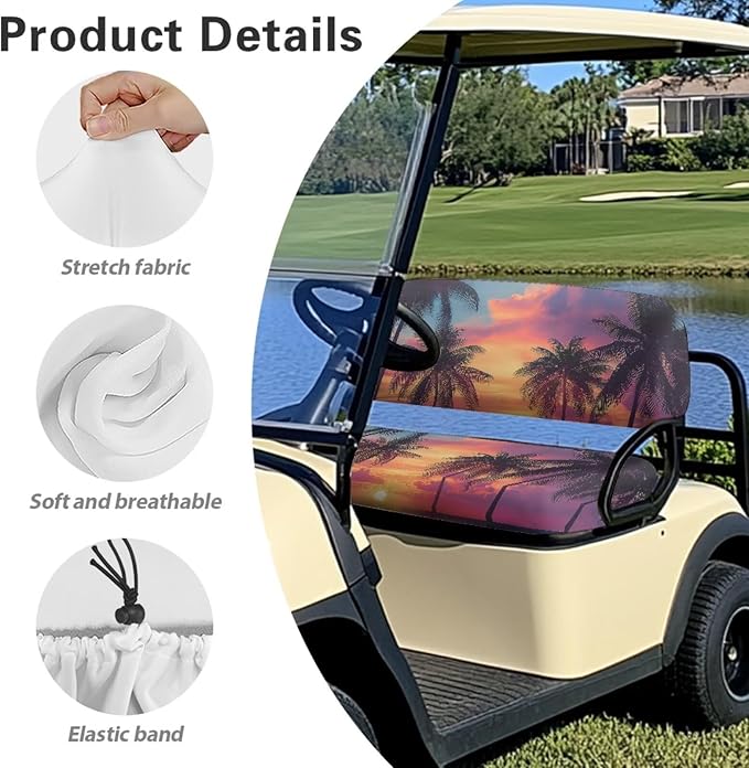 Fashion Print Golf Cart Seat Covers 2 Passenger Golf Cart Backrest Cover Golf Cart Seat Towel Gift for Friends