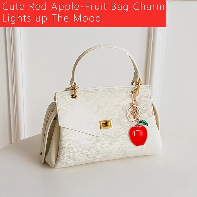 Cherry Bag Charm for Handbag, Big-Apple Strawberry Fruit Bag Charm Cherry Car Accessories KeyChain