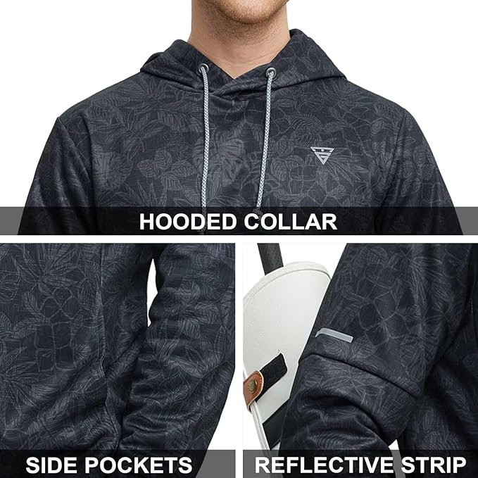 Hoodies for Men Golf Fleece Hooded Sweatshirts Dry Fit Athletic Lightweight Casual Midlayer Mens Hoodies Pullover