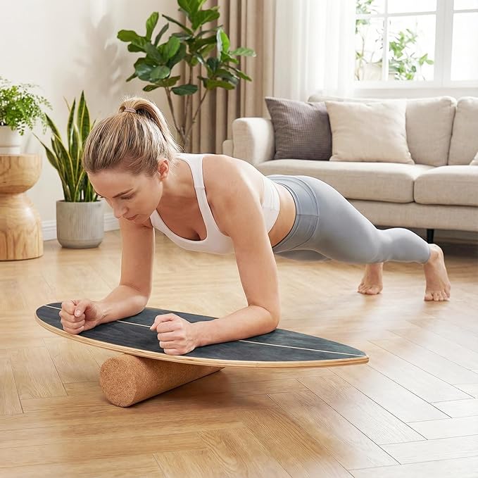 GYMAX Balance Board for Adults, 330LBS Wobble Boards with Storage Rack, Wooden Exercise Balancing Stability Trainer for Improve Balance, Surfing, Skate, Yoga, Skateboarding