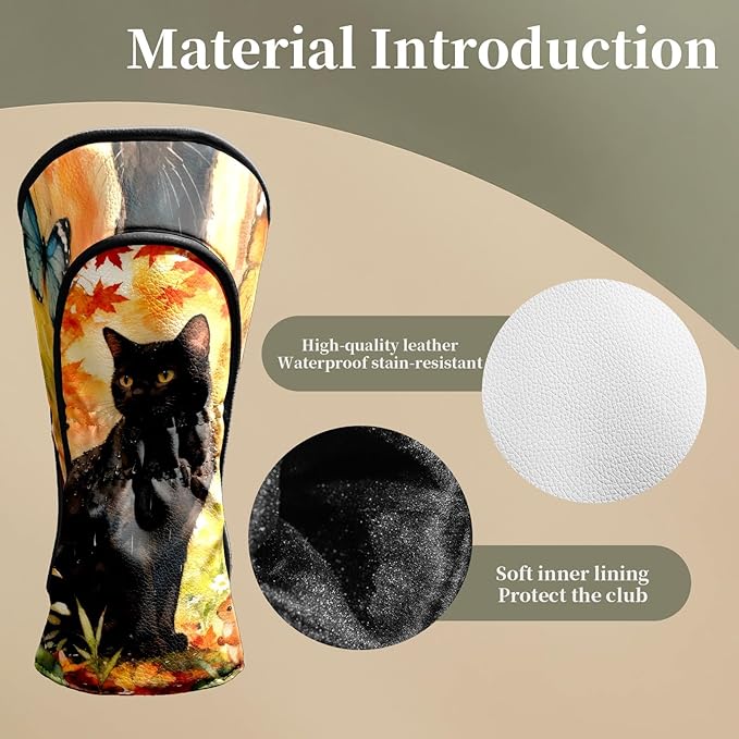 Golf Head Covers Leather Driver Headcover, Premium Golf Club Covers with Anti-Scratch Lining 1/3/5 Wood Head Covers for Golf Clubs for Women Men