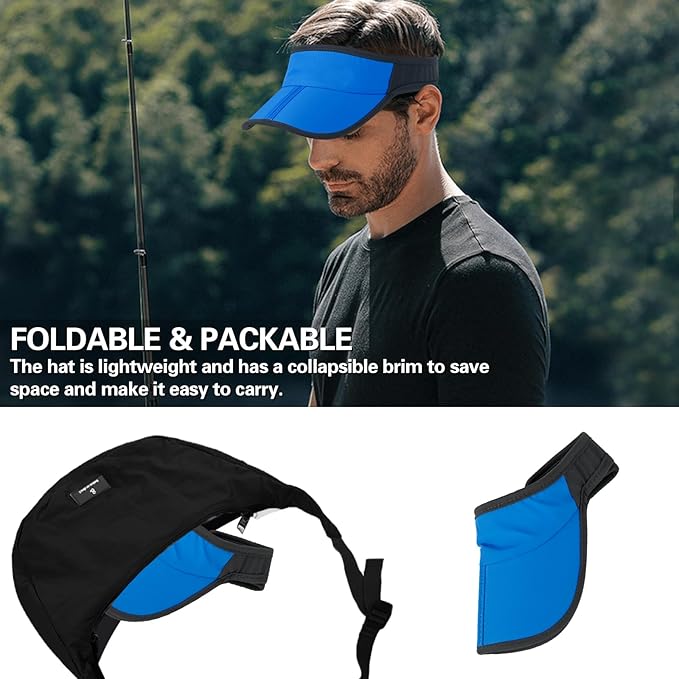 HH HOFNEN Sports Sun Visor Hats Men Women Foldable Brim Lightweight Packable Adjustable Visor Caps Running Golf Tennis