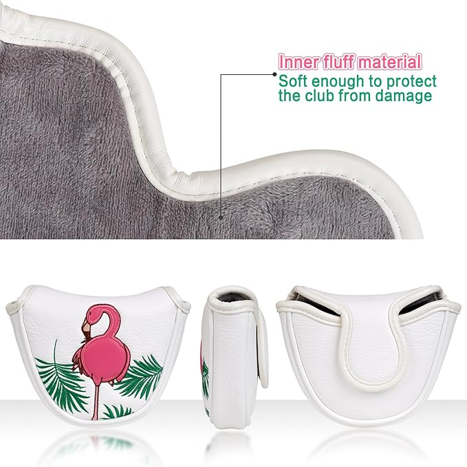 Craftsman Golf Flamingo White Golf Driver Fairway Wood Hybrid Putter Headcover Head Cover