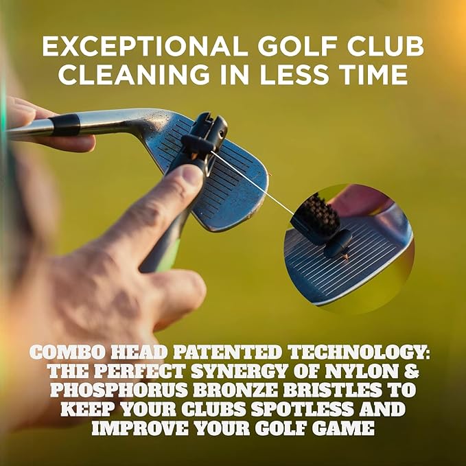 Frogger BrushPro Golf Club Cleaner with Ergonomic Grip and 2.5 ft. Retractable Cord, Sturdy Golf Club Brush and Groove Cleaner for Golfers, Golf Dad